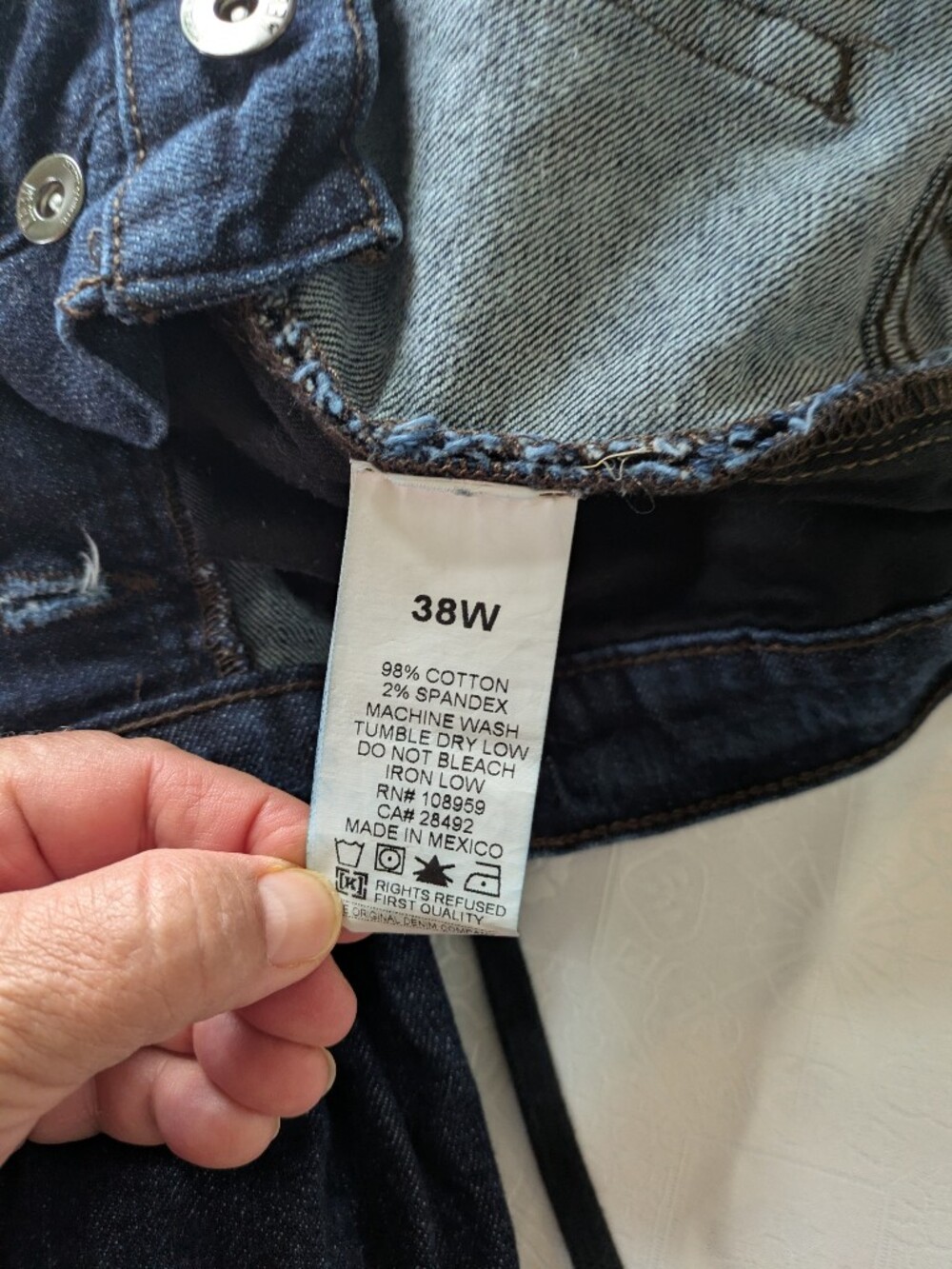 Krew Dark Blue K Slim Straight Leg Denim Jeans w/ Drawstring at Waist- 38X34 - Picture 9 of 10